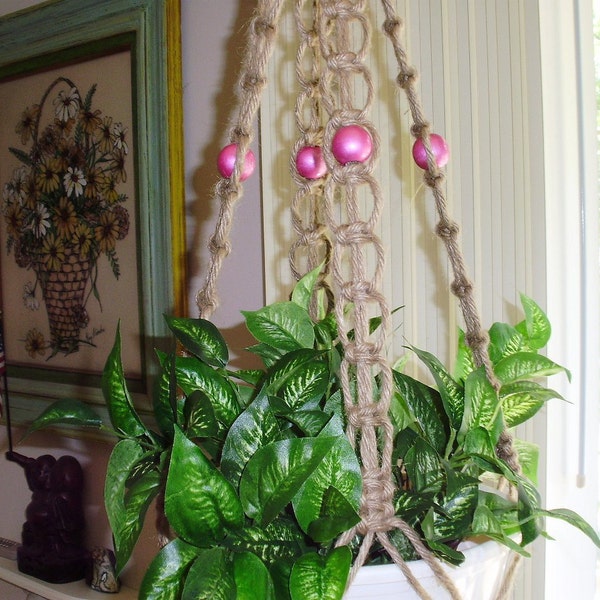 Macrame Plant Hanger COTTAGE ROSE Hanging Planter Holder