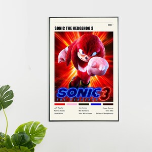 Sonic the Hedgehog 3 vintage movie poster, minimalist poster, canvas print, wall art, Christmas decor, collectible, birthday gift