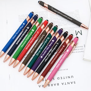 Personalized ballpoint pen, metal ballpoint pen with touch tip, engraved name and logo, exquisite custom pen, wedding and business gift