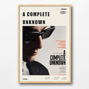 A Complete Unknown vintage movie poster, minimalist poster, canvas print, wall art, Christmas decor, collectible, birthday gift