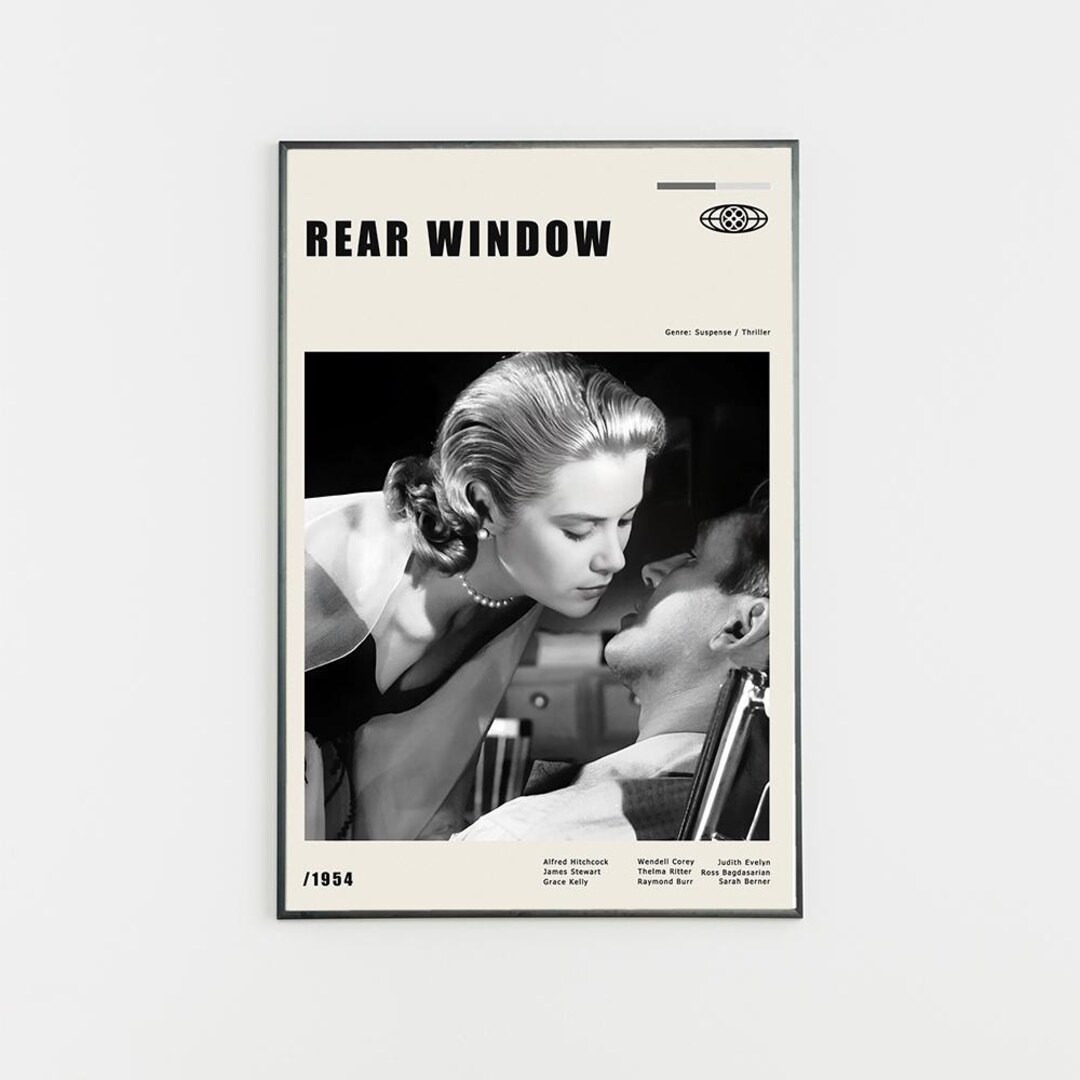 Rear Window (1954) Vintage Movie Poster, Minimalist Poster, Canvas ...