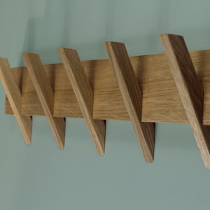 Wood rack/ Modern wooden rack for clothing/ Wall mounted Oak coat rack / Modern rack with 3-4-5-6-7-8 hooks / Oak rack