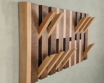 Doppel-Holzgarderobe, moderne 2-Tier-Klavierständer, Wand montierte Holzhalter, Wandgarderobe, Klapphaken, Kleiderständer