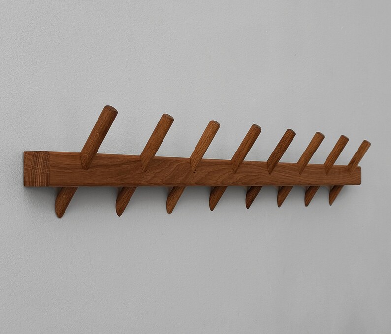 Handmade Coat Rack With 4-8 Hooks / Natural Oak in Different Variations ...