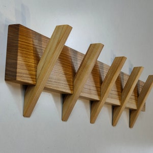 Wooden rack / Natural cherry tree / Wall mounted coat rack / Modern rack with 3-8 hooks / Wood rack for clothing/ Wall cherry coat rack