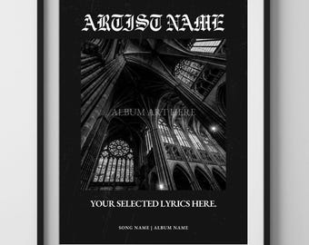 CHOOSE YOUR SONG | Customisable Album & Lyric Poster Digital Delivery Printable Download | Gothic Metal Music Album Poster Song Lyrics