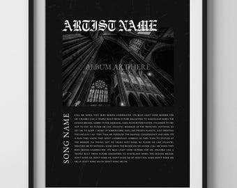 CHOOSE YOUR SONG | Customisable Album & Lyric Poster Digital Delivery Printable Download | Gothic Metal Music Album Poster Song Lyrics