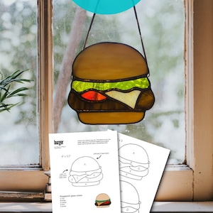 Digital Stained Glass Pattern / BURGER / PDF Instant Digital Download (Beginner)