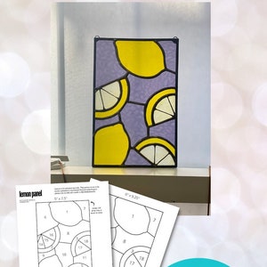 Digital Stained Glass Pattern / LEMON LIME Fruit Panel / Suncatcher / Vertical or Horizontal rectangle/ PDF Instant Download (Beginner)