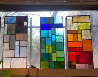 Custom Stained Glass Panel Suncatcher / color gradients / window hanging