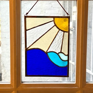 Digital Stained Glass Pattern / Sunny Waves / PDF Instant Download (Beginner)