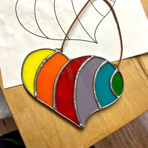 Pride Flag Easy Stained Glass Pattern PDF Instant Download (Beginner Easy) rainbow heart digital