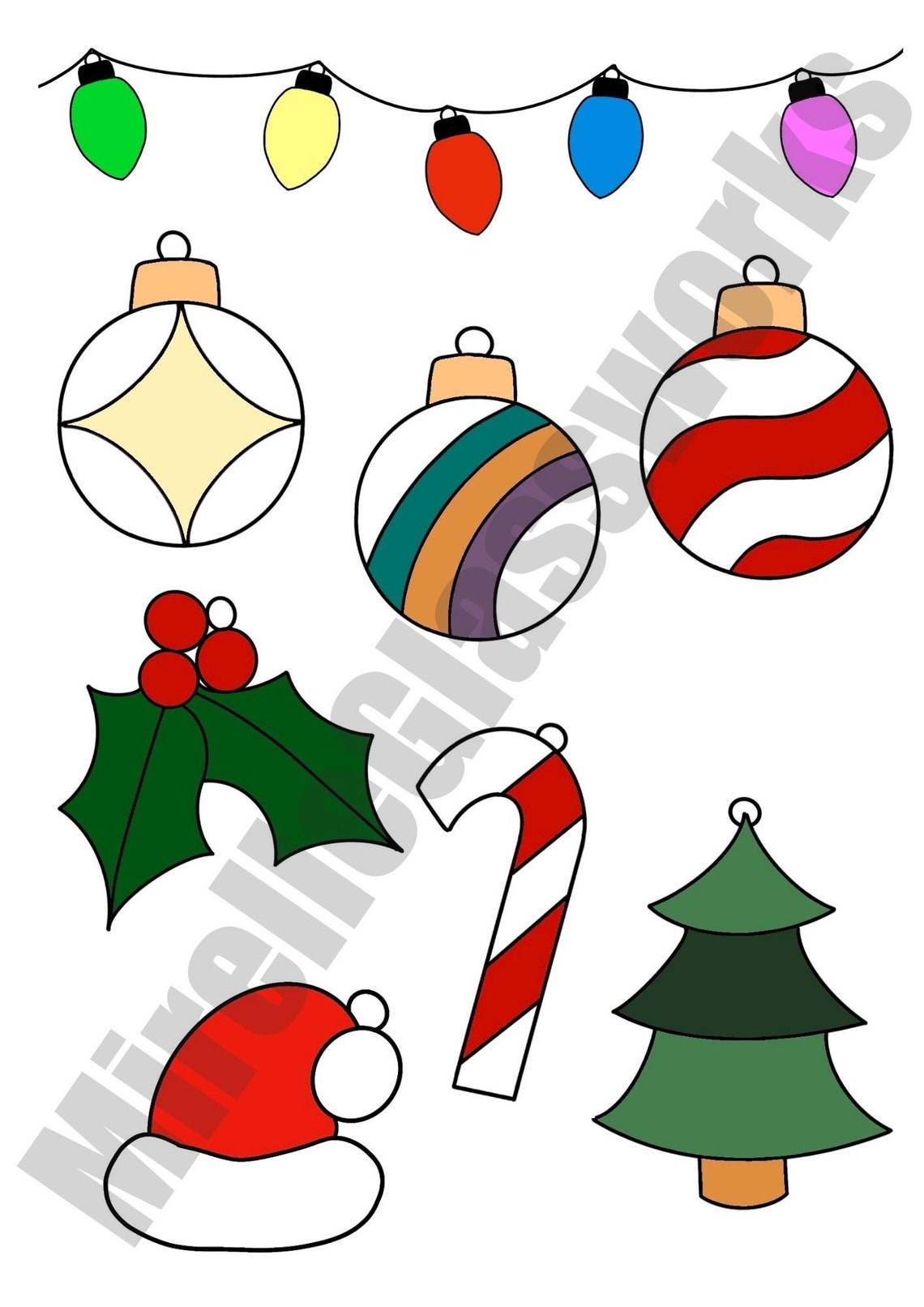 Digital Stained Glass Pattern / Christmas Tree Ornaments Set of 9 / PDF ...