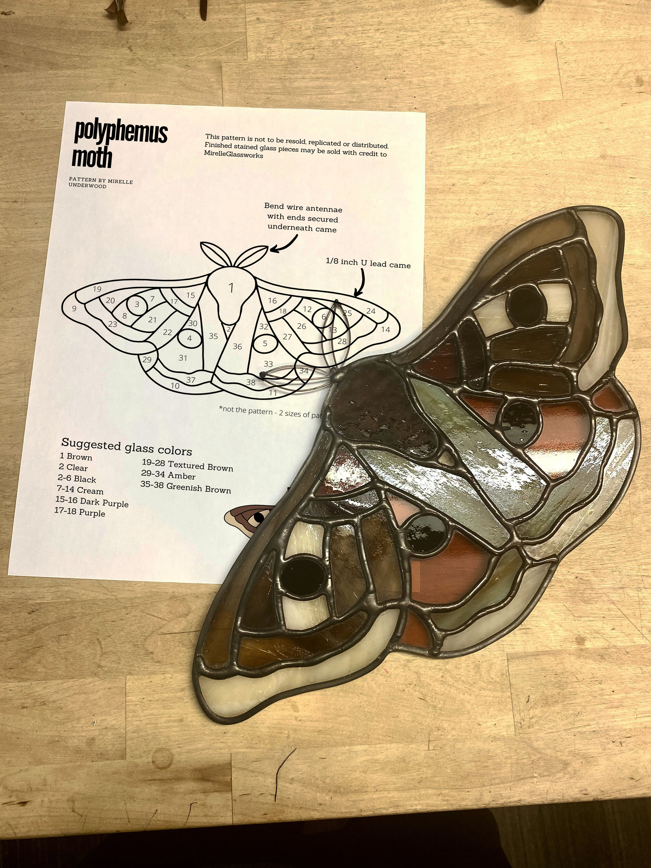 Digital Stained Glass Pattern / Polyphemus Moth / PDF Instant Download ...
