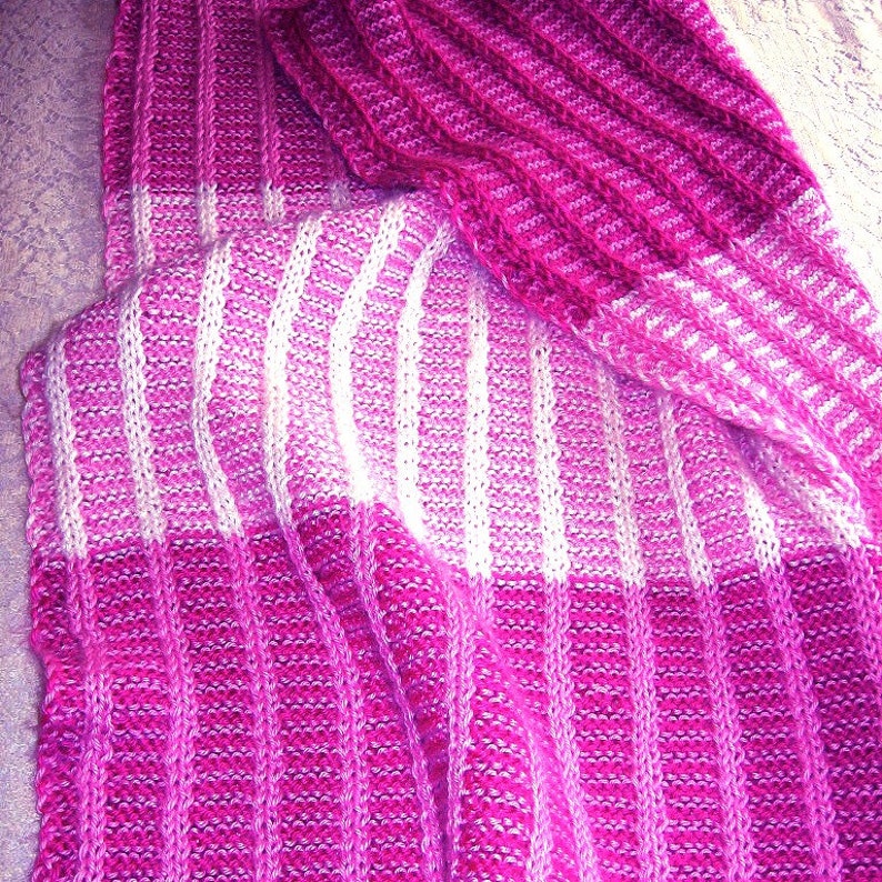 Knitting Pattern Reversible Baby Afghan with Double Knit Stripes image 1