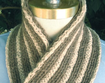 Reversible Ribbed Scarf in Shades of Brown and Tan