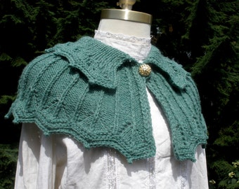 PDF Knitting Pattern, Collared Knitted Capelet, Digital download