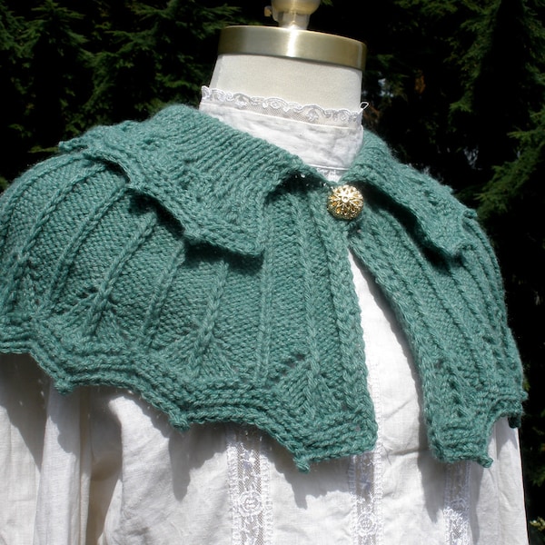 PDF Knitting Pattern, Collared Knitted Capelet, Digital download