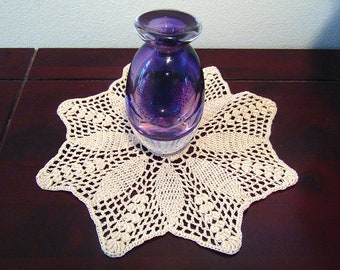 Victorian Ecru Flower Crocheted Doily