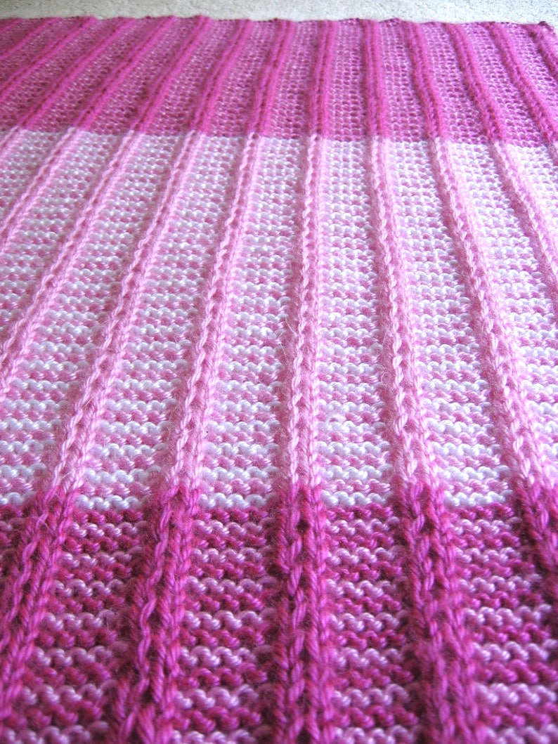 Knitting Pattern Reversible Baby Afghan With Double Knit Stripes Etsy