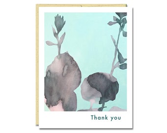 Thank You Card // Hosta Modern Thank You Card with Botanical Watercolor