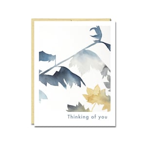 Thinking of You Card // Leaf Sympathy Card with Botanical Watercolor image 1