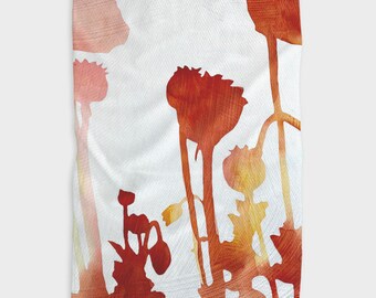 Botanical Watercolor Tea Towel Poppies