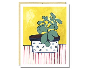 Jade Houseplant Notecard // Single Card // Everyday Card // Cactus Card // Blank Notecard // Cute Card // NW Artist // Rachel Austin Card