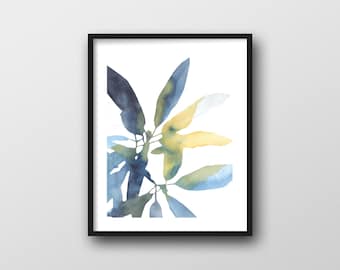 Rhododendron Print // 11x14 Modern Botanical Watercolor of Leaves