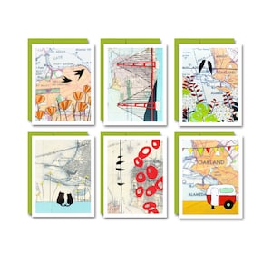 Bay Area Box Card Set / San Francisco Blank Note Card Set de 6 cartes d’art