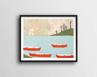 Canoe Print for Camper Decor // Canoe Art Print 8x10 or 11x14