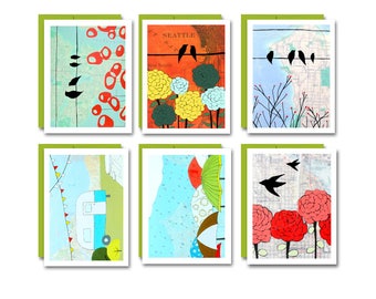 Seattle Card Set / Blank Card Set of 6 Seattle Notecards with Maps / Great Seattle Gift