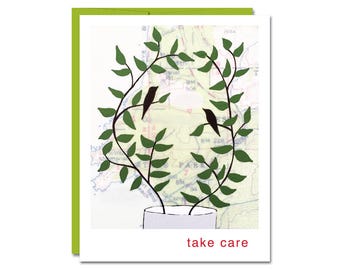 Take Care Card // Sympathy Card // Friendship Card // Get Well Card // Bird Card // Rachel Austin Art