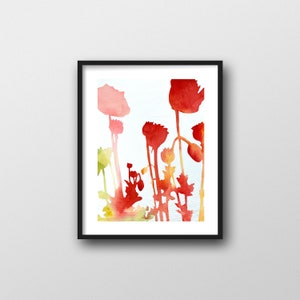 Poppy Print // Modern Watercolor Botanical Art Print 11x14 for Gardener Gift