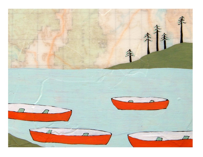 Canoe Print for Camper Decor // Canoe Art Print 8x10 or 11x14 Etsy