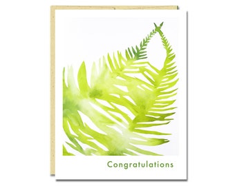 Congratulations Card // Fern Congrats Card with Botanical Watercolor