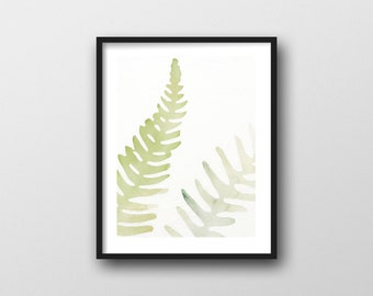 Watercolor Fern Print // Modern Botanical Art Print 11x14