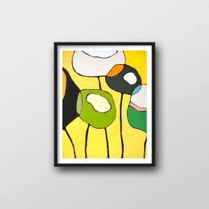 Poppy Painting with Yellow Background // 8x10 or 11x14 Art Print for a Pop of Color To Any Room image 1