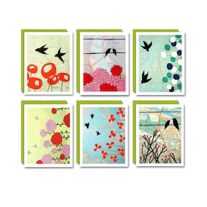 Flower Box Card Set / Carte vierge Cartes de vœux Coffret de 6 Fleurs Stationnaire