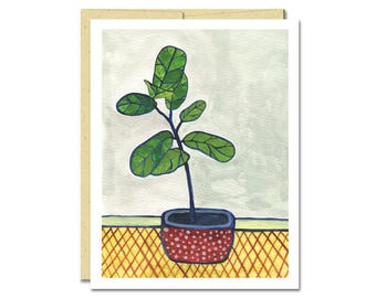 Fig Tree Houseplant Notecard // Single Card // Everyday Card // Blank Notecard // Cute Card // NW Artist // Rachel Austin