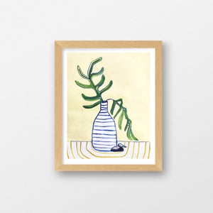 Fern Art Print with Bird // 8x10 or 11x14 Plant Print for Houseplant Lovers