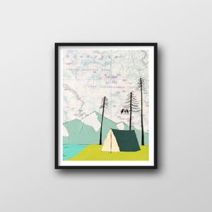 Impression du parc national Jasper avec oeuvre d'art du campeur//impression d'art 8 x 10 ou 11 x 14 par Rachel Austin
