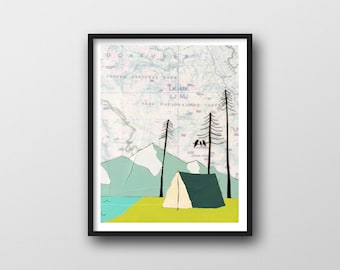 Jasper National Park Print with Camper Artwork // 8x10 or 11x14 Art Print by Rachel Austin