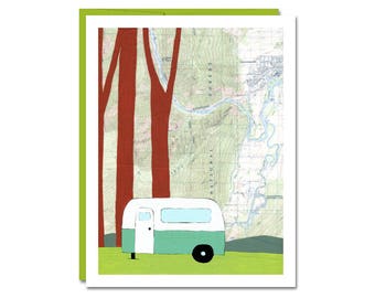 National Forest Map Notecard // Blank Card // Camping Card // Airstream Card // Leavenworth Card // Happy Camper // Rachel Austin