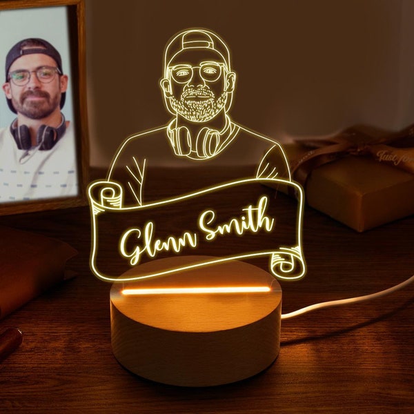 Custom Night Light 3D Portrait Photo Lamp Led for Bedroom Gift for Him