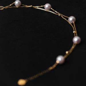 Double-Layer Akoya Pearl Bracelet with Gold Beads in 18K Gold