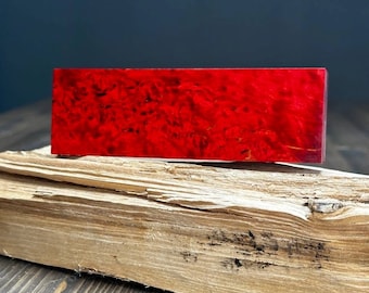 Karelian Birch Stabilized Wood Block With Red Pigment, Perfect For DIY Crafts And Woodworking Projects