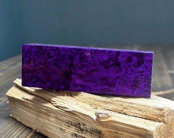 Karelian Birch Stabilized Wood Block With Purple Pigment, Perfect For Knife Handles, Pen Turning And DIY Crafts
