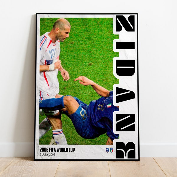 Zidane Football Poster | Soccer Poster | France x Italy Poster