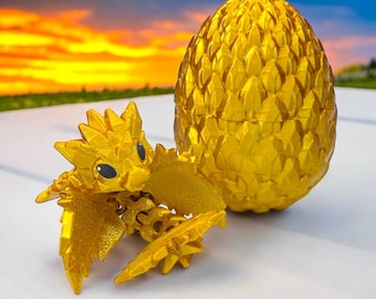 Tiny Wyvern Gold 3D Figur (beweglich) mit Drachenei | Buchmerch | Baby-Drache